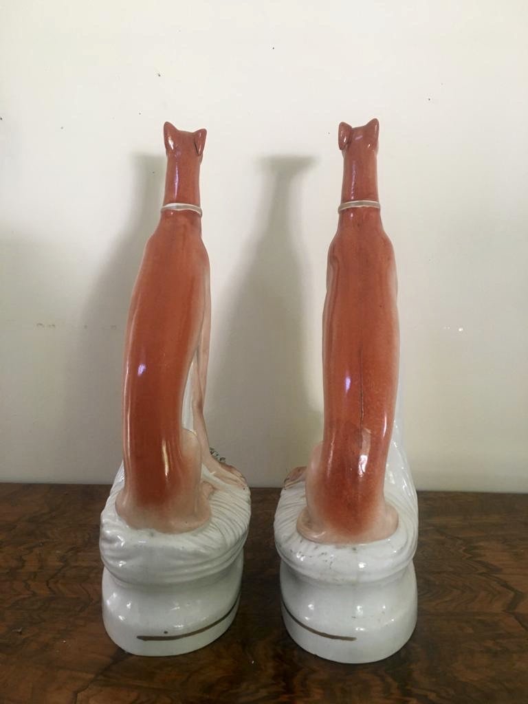 Fine Pair of Antique Staffordshire Greyhounds - Image 12